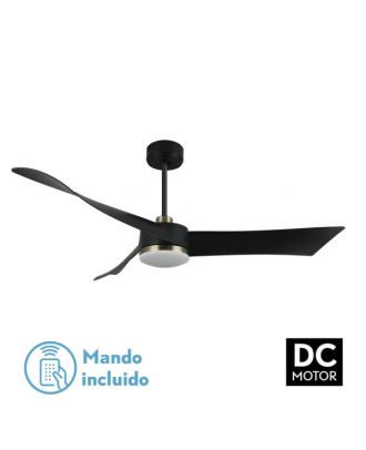 Ventilador Dc Tempel 26w Negro/cuero 3 Aspas 132d 6vel. 3000k, 4000k, 6500k 2950lm  C/remoto, Memoria Y Temporizador