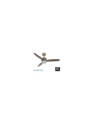 Ventilador Dc Torino 24w Cuero 3aspas Roble 6vel 107d 2424lm 3000k,4000k,6500k Remoto+temporizador+memoria