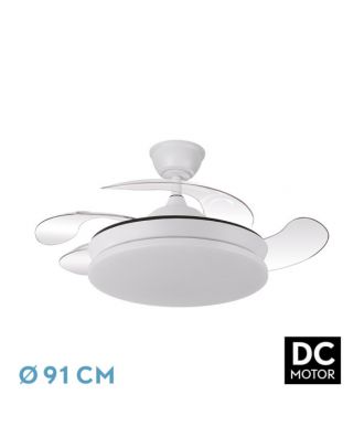Ventilador Dc Tridente Mini 59w Blanco 4aspas Desp. 91d 6980lm Reg.intensidad Remoto+temporizador+memoria 3000-4000-6000k