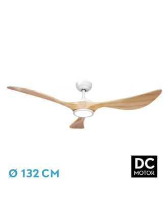 Ventilador Dc Viana 18w Blanco/haya 3aspas 132d Regulable Intensidad 2250lm 3000k, 4000k, 6000k Remoto+ Temporizador+ Memoria
