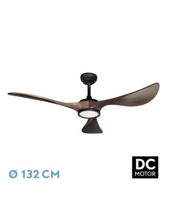 Ventilador Dc Viana 18w Negro/roble 3aspas132d Regulable Intensidad 2250lm 3000k, 4000k, 6000k Remoto+ Temporizador+ Memoria
