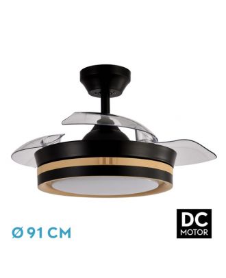 Ventilador Dc Viper Negro/madera 48w 3aspas 91d 4800lm 6vel 3000k,4500k,6000k, Remoto+temporizador+memoria