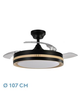 Ventilador Dc Viper Negro/madera 72w 3aspas 107d 7200l M 6vel 3000k,4500k,6000k, Remoto+temporizador+memoria