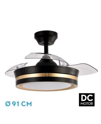 Ventilador Dc Viper Negro/oro 48w 3aspas 91d 4800lm 6vel 3000k,4500k,6000k, Remot+temporizador+memoria