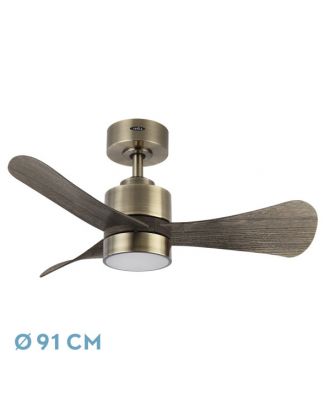Ventilador Dc Zepelin 18w 1900lm Cuero/roble 3aspas  91d 3000-4000-6500k Remoto,memoria Y Temporizador