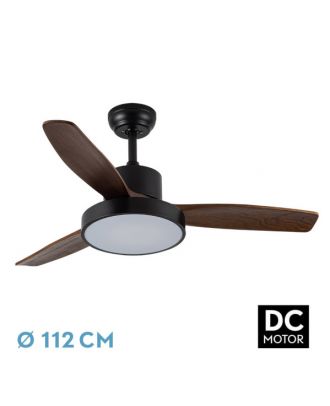 Ventilador Dc Kavala 48w Negro 3aspas Roble 112d 6velocidades 4078lm 3000-4000-6000k Remoto+memoria+temporizador