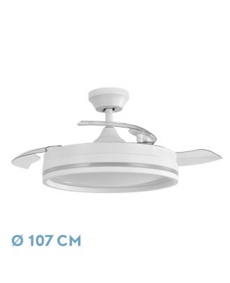 Ventilador Dc Cerrato Blanco 72w 3aspas Desplegables 107d 7200lm 6vel 3000k,4500k,6000k, Remoto+temporizador+memoria