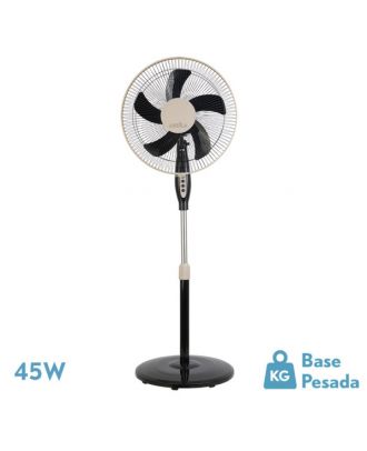 Ventilador De Pie Belmonte Negro/beis 3 Vel.45w 5aspas Orientable, Fijo y Rotatorio Regx43x40 Cm