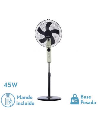 Ventilador De Pie Circus Beis/negro 3vel 45w Regx43x40cm Oscilante 5asp.c/ Remoto Y Temporizador