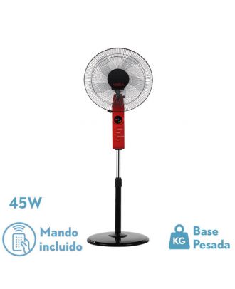 Ventilador De Pie Circus Rojo/negro 3vel 45w Regx43x40cm Oscilante 5asp.c/ Remoto,temporizador