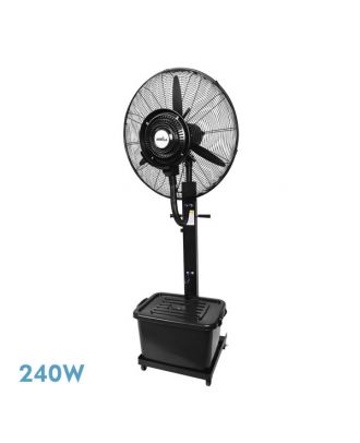 Ventilador De Pie Diluvio Negro 3velocidades 240w Nebulizador Tanque 42l Ruedas Fijo Y Rot.170x71x45cm