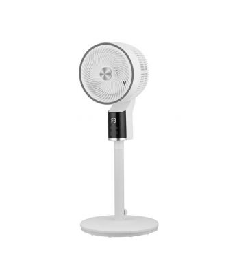 Ventilador De Pie Persa Blanco/cromo 50w 3vel Regx33x33cm Oscilante Display,remoto Y Temporizador