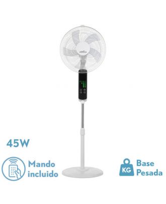 Ventilador De Pie Rodium Blanco 3vel 45w Regx43x40cm Oscilante 5asp.tactil C/remoto Y temporizador