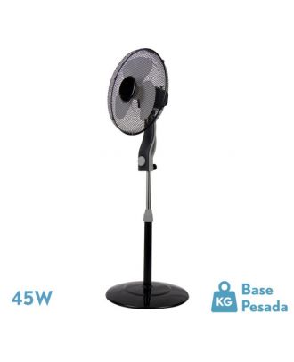 Ventilador De Pie Magico Negr/gris 3 Vel.45w 3aspas Orientable Fijo Y Rotatorio Regx41x41 Cm
