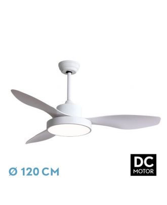 Ventilador Dc Hayate 48w 4080lm Blanco 3 Asp 39/54x120x120cm 3000-4000-6000k C/remoto, Memoria Y Temporizador
