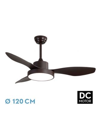 Ventilador Dc Hayate 48w 4080lm Marron 3 Asp 39/54x120x120cm 3000-4000-6000k C/remoto, Memoria Y Temporizador