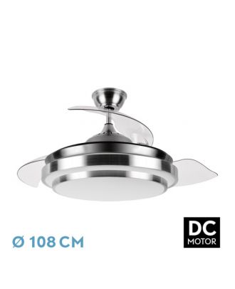 Ventilador DC Ibe 59w 6980lm Niquel 3 Asp.desp. 107d 3000-4000-6000k Remoto, Reg.intensidad, Memoria Y Temporizador