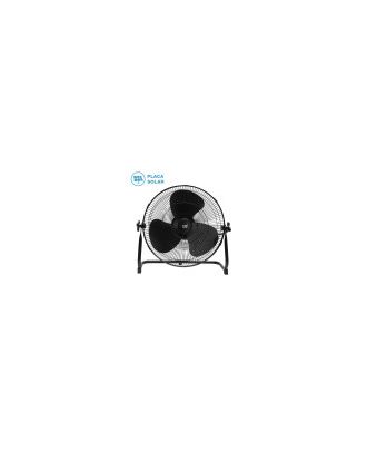 Ventilador Dc Indistrial Solar Ciclon 20w Negro 5velocidades 3asp.negras C/puerto Usb Orientable 43x46x40cm 