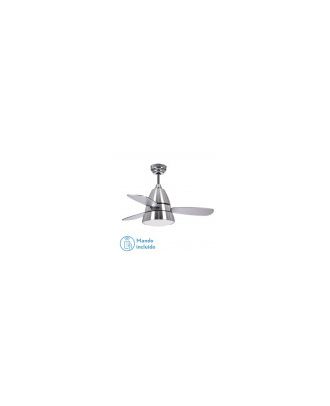 Ventilador Iseran Cromo  2xe27 3 Aspas  Metacrilato Acido 33.5x107d C.remoto