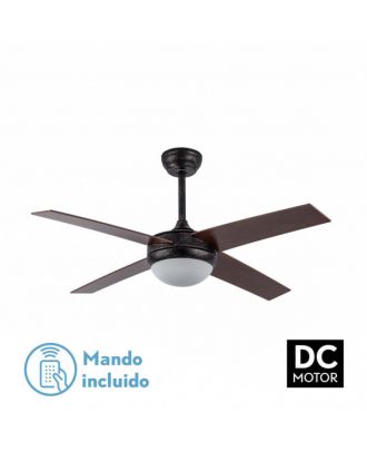 Ventilador Dc Ciro 2xe27 Marron Rustico  4 Aspas Nogal  35/45x116,8d Remoto Y Temporizador