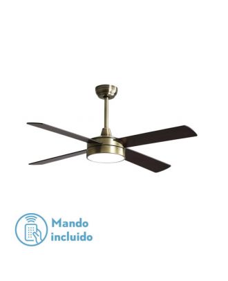 Ventilador Dc Nevery 26w Cuero 4 Aspas Roble/nogal 122d 2950lm 3000-4000-6000k  Remoto-temporizador-memoria 24