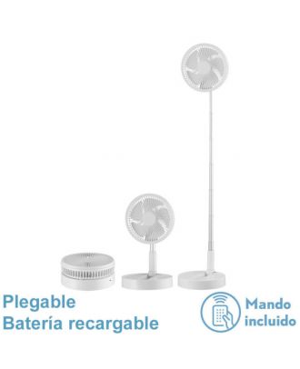 Ventilador DC Portatil Galan Blanco 10w 3vel Bateria Regx20x20cm Plegable+remoto+temporizador