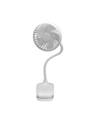 Ventilador Sobremesa C/pinza Sines Blanco 5w 3+1velocidades Recargable Alimen.usb 5asp Motor Dc 36x12,5x11,5cm Inalambrico