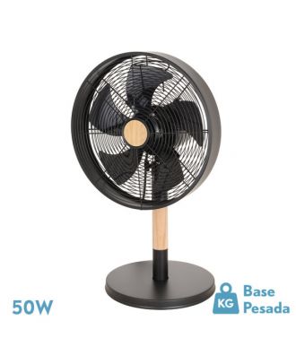 Ventilador Sobremesa Falcon Negro/haya 3vel.45w 5 Asp. Oscilante Y Rotatorio 59x35x28cm