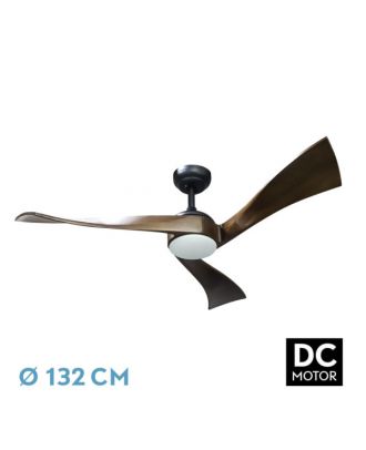 Ventilador Dc Janubi 22w Negro/roble 3aspas132d Regulable Intensidad 2350lm 3000k, 4000k, 6000k Remoto+ Temporizador+ Memoria 24