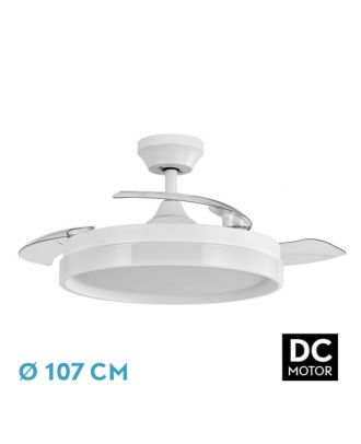 Ventilador Dc Zenit Blanco 72w 3aspas desplegables 107d 7200lm 6vel 3000k,4500k,6000k Remoto+temporizador+memoria